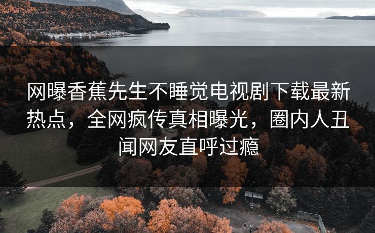 网曝香蕉先生不睡觉电视剧下载最新热点，全网疯传真相曝光，圈内人丑闻网友直呼过瘾  第1张