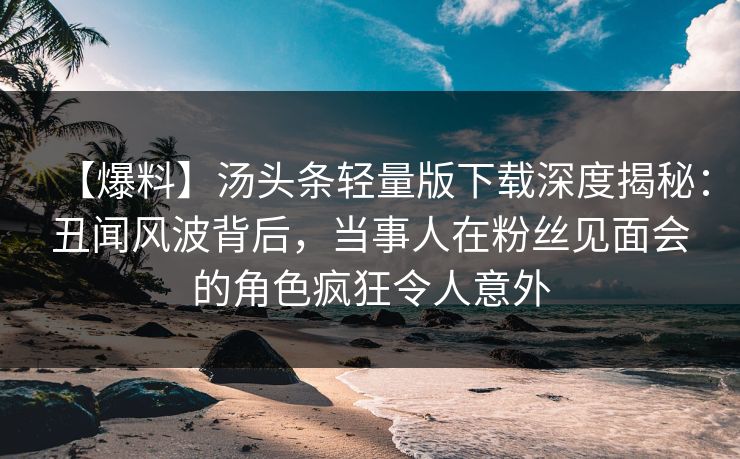 【爆料】汤头条轻量版下载深度揭秘：丑闻风波背后，当事人在粉丝见面会的角色疯狂令人意外