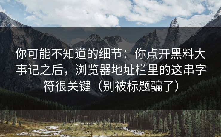 你可能不知道的细节：你点开黑料大事记之后，浏览器地址栏里的这串字符很关键（别被标题骗了）  第1张