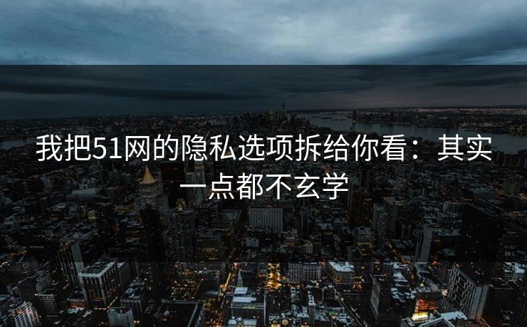 我把51网的隐私选项拆给你看:其实一点都不玄学 我把51网的隐私选项拆给你看:其实一点都不玄学