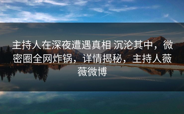 主持人在深夜遭遇真相 沉沦其中，微密圈全网炸锅，详情揭秘，主持人薇薇微博