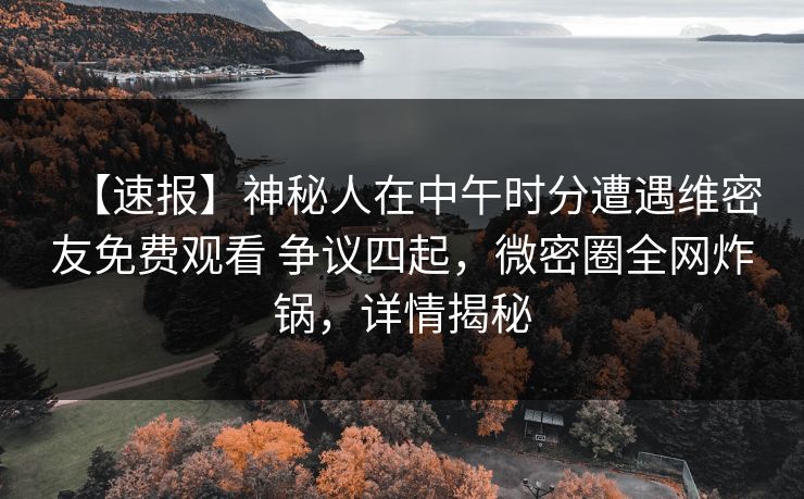 【速报】神秘人在中午时分遭遇维密友免费观看 争议四起,微密圈全网炸锅,详情揭秘 【速报】神秘人在中午时分遭遇维密友免费观看 争议四起,微密圈全网炸锅,详情揭秘