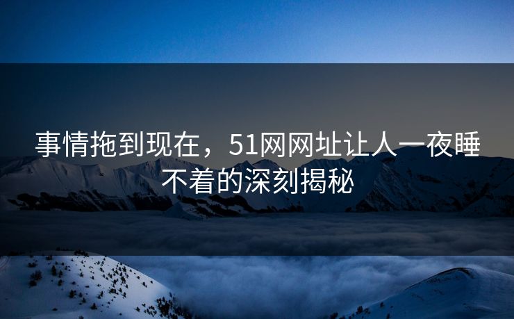 事情拖到现在,51网网址让人一夜睡不着的深刻揭秘